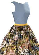 Late 1950s Early 1960s Floral Cotton Designer Dress - New!