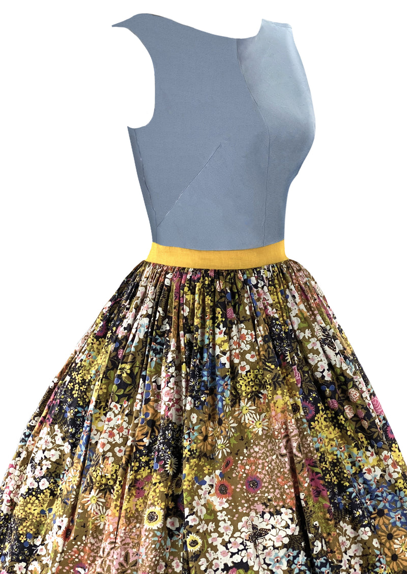 Late 1950s Early 1960s Floral Cotton Designer Dress - New!