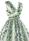 Vintage 1950s Trailing Blue Roses Swiss Dot Dress- New!