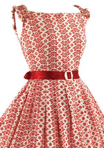 Vintage 1950s Red & White Eyelet Dress- New!