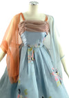 Late 1950s Early 1960s Hand Painted Party Dress Ensemble- New!