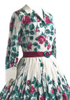 Vintage 1950s Long Stem Roses Cotton Dress- New!
