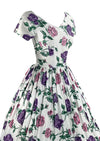 1950s Horrockses Designer Pink & Purple Roses Dress- New!