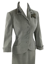 Vintage 1950s Beaded Grey Wool Suit - New!