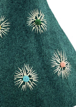 Vintage 1950s Turquoise Flecked Skirt with Starbursts - NEW!