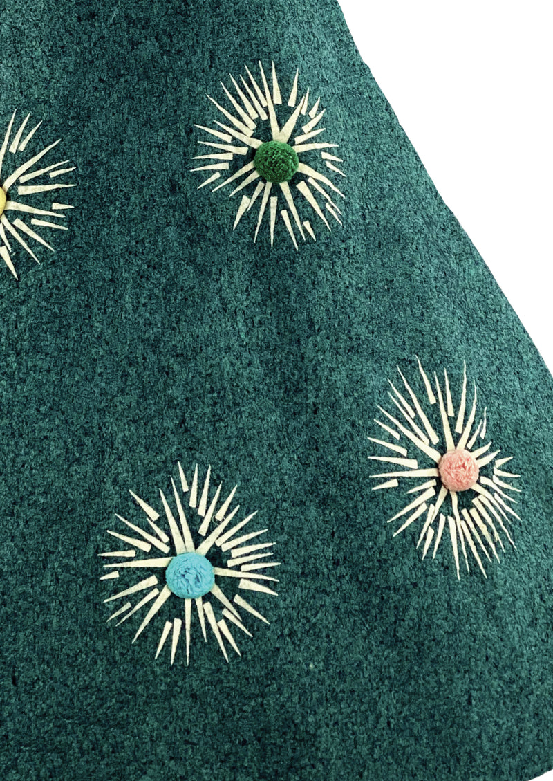 Vintage 1950s Turquoise Flecked Skirt with Starbursts - NEW!