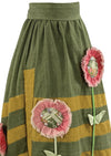 Vintage 1970s Sunflower Appliqué Maxi Skirt by Designer Chessa Davis - New!
