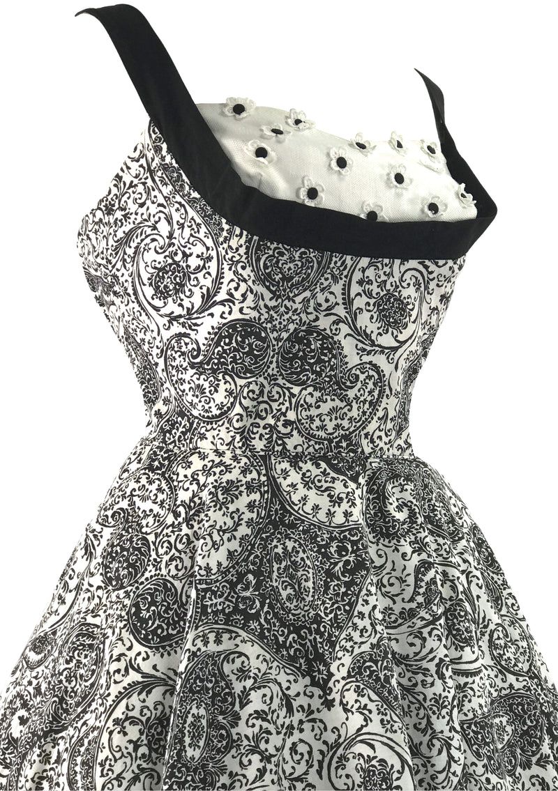 Vintage 1950s B&W Paisley Cotton Sundress - New! ()N HOLD)