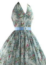 Vintage 1950s Pink and Blue Floral Rosebud Dress - New!