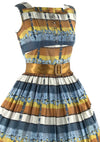 Vintage 1950s Striped Floral Cotton Dress- New!
