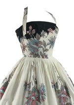 Vintage 1950s Floral Halter Border Print Dress- New!