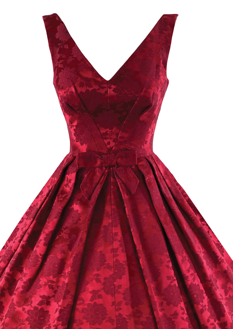 Vintage 1950s to Early 1960s Cranberry Brocade Dress- NEW!