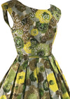 Vintage 1950s Green Floral Cotton Dress - New!