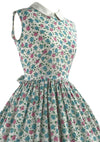 Vintage 1950s Pink and Blue Roses Floral Cotton Dress - New! (ON HOLD)