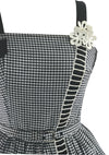 1950s B&W Gingham Cotton Sundress with 3D Applique  - New!