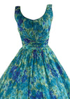 Vintage 1950s Blue Green Impressionist Print - NEW!