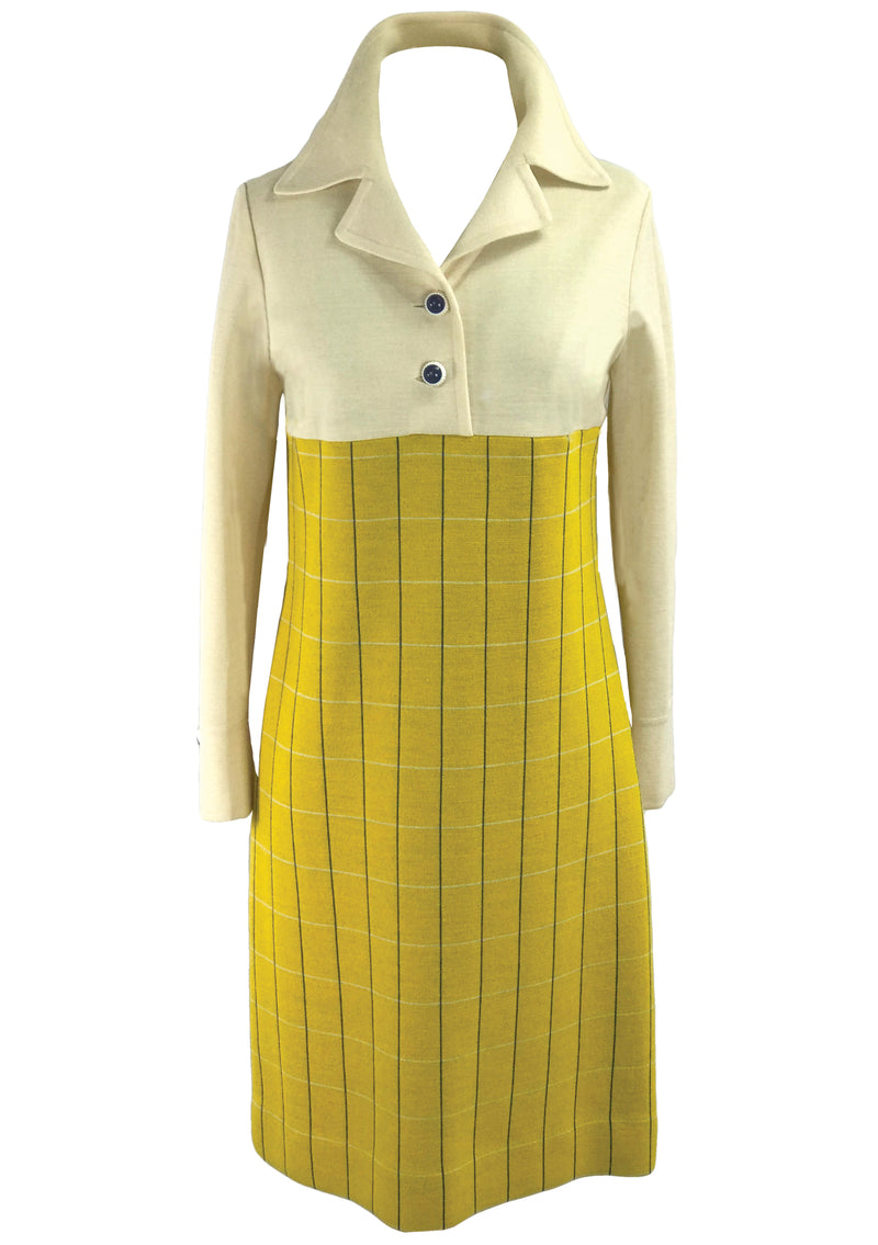 Vintage 1970s Golden Yellow and Cream Wool Ensemble - New!