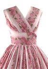 Vintage 1950s Pin-up Pink Roses Cotton Sun Dress  - New! (RESERVED)