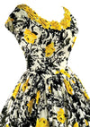 1950s Gold Roses Applique Cotton Dress - New!