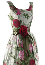 Late 1950s Early 1960s Rose Bouquet Cotton Dress- New!