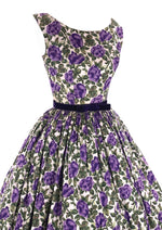 1950s Purple Floral Cotton Dress - New!