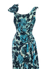 Late 1950s Early 1960s Blue Roses Cotton Dress - New!