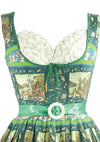 Late 1950s Scenic French Novelty Print Cotton Dress- New!