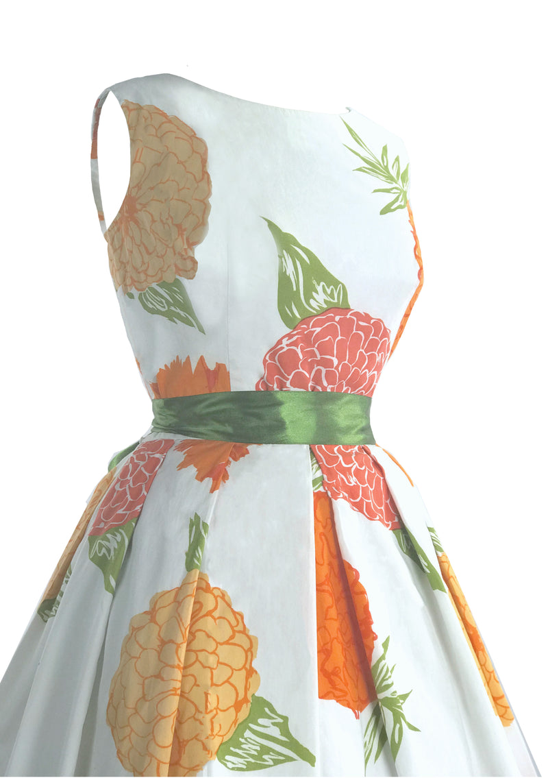 Vintage Late  1950s Large Floral Print Dress Set - New!