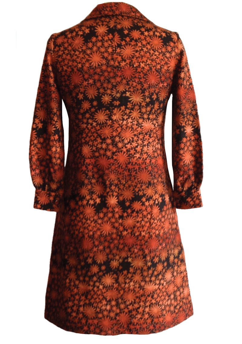 Original 1960s Autumn Floral Wool Dress  - New!