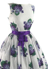 1950s Violets on White Waffle Weave Cotton Dress - New! (ON HOLD)