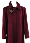 Vintage 1940s Art Deco Burgundy Wool Coat - NEW!
