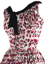 Gorgeous 1950s Pink Poppies Cotton Dress- New!