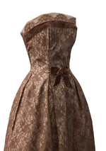 Late 1950s Mocha Lace Emma Domb Designer Party Dress - New!
