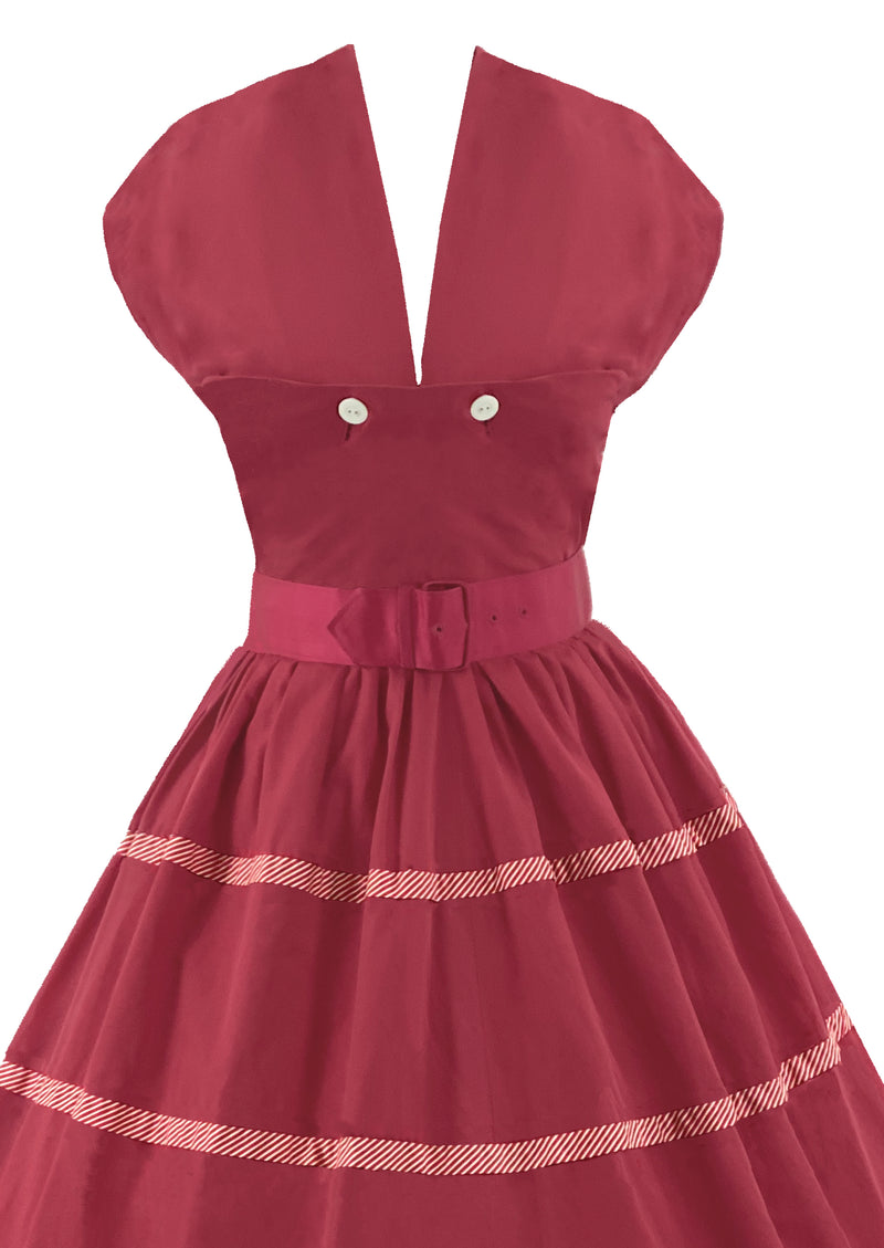 Late 1950s to Early 1960s Watermelon Pink Cotton Dress- NEW!