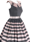Vintage 1950s Grey and Pink Stripe Cotton Dress- New!