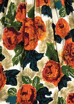Vintage 1950s Vibrant Tangerine Roses Skirt - New!