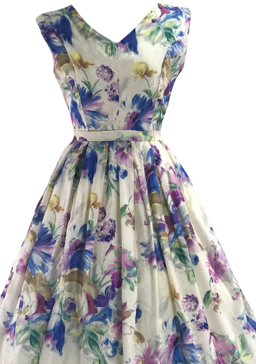 Vibrant 1950s Bouquet Floral Nylon Dress- New!