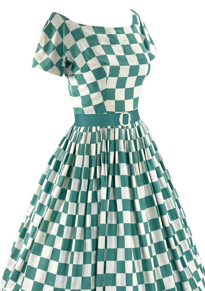 Late 1950s Suzy Perette Designer Checkerboard Cotton Dress- New!