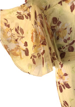 Gorgeous 1930s Magnolia Floral Silk Chiffon Gown Party Dress- New!