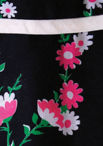 1950s Pink Floral on Black Party Dress Ensemble - New!