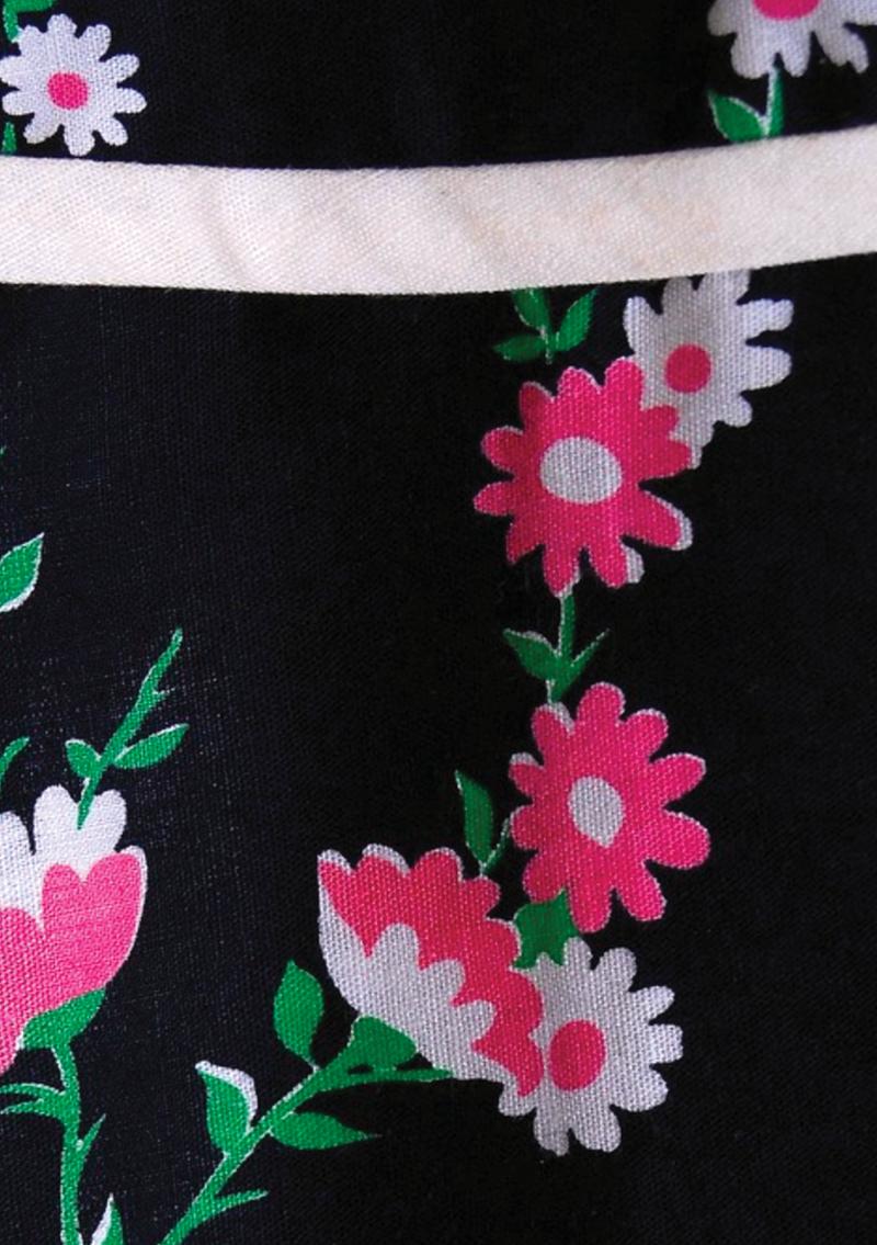 1950s Pink Floral on Black Party Dress Ensemble - New!