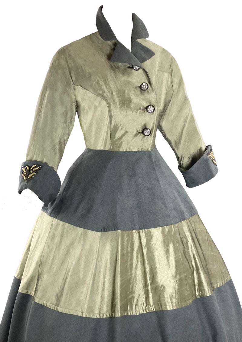 Sensational 1950s Grey/ Silver Princess Coat- New!