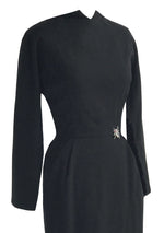 Vintage 1950s Black Wool Lilli Ann Designer Dress- New!