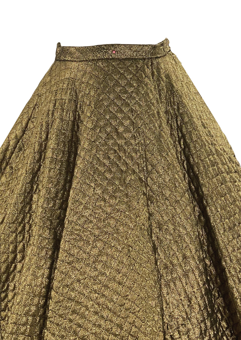 Vintage 1950s Gold Quilted Lurex Cocktail Skirt - New!