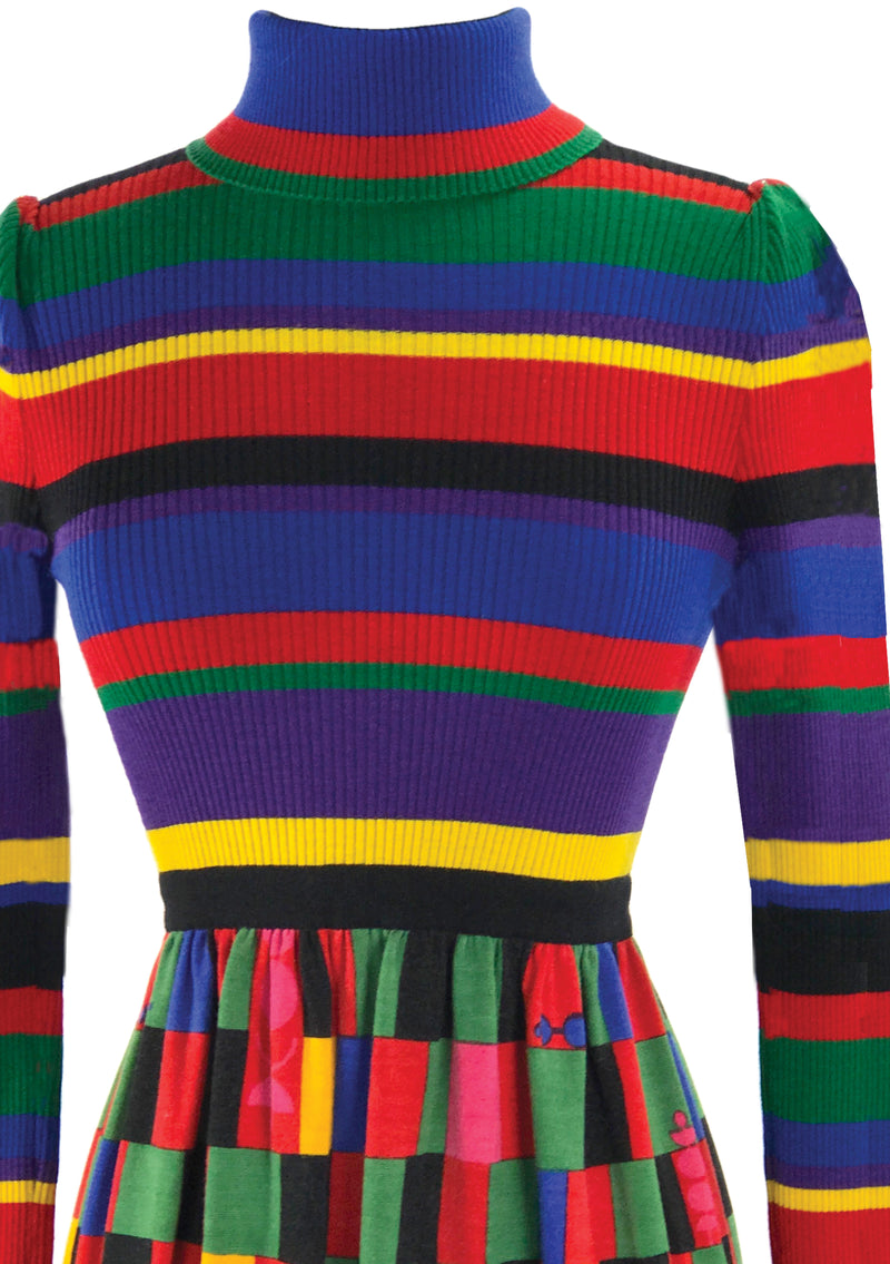 1960s Colour Block Designer Knit Dress- New!