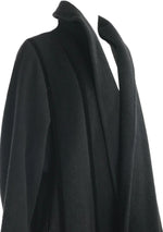 Vintage 1950s Black Wool Designer Coat with Velvet Stripes - New!