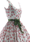 1950s Gilden Pink Rose Print Cotton Dress- New!