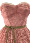 Vintage 1950s Rose Pink Lace Party Dress - New!