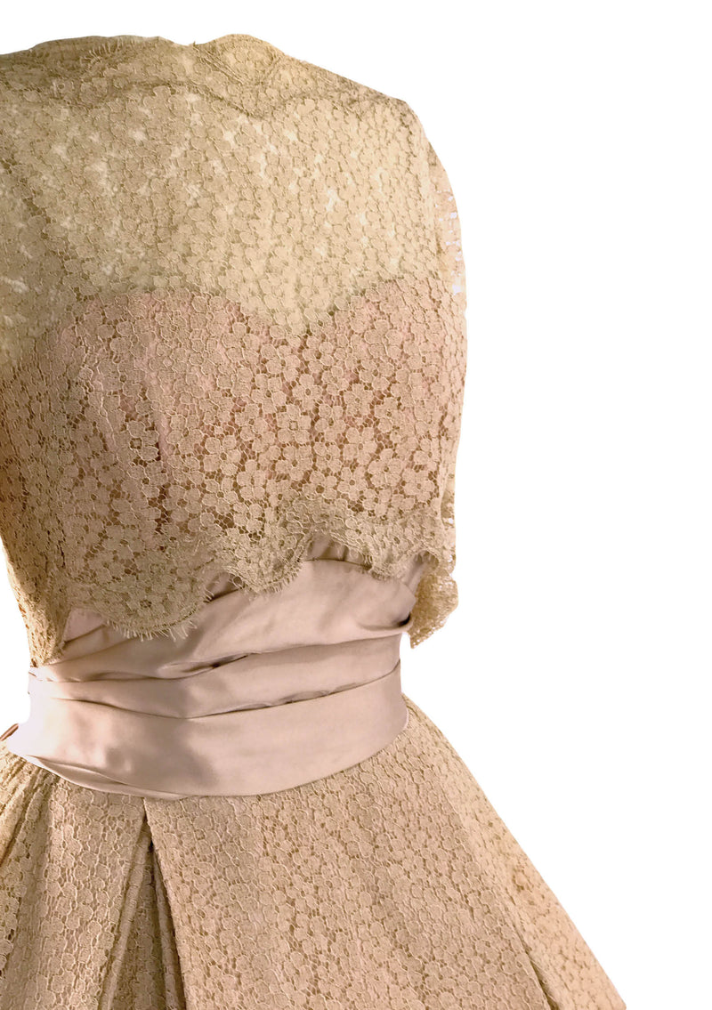 1950s Carlye Designer Mushroom Pink Lace Party Dress - New!