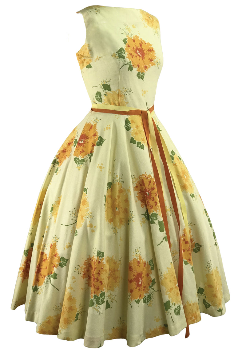 Rare 1950s Yellow Floral Jerry Gilden Dress Ensemble - New!